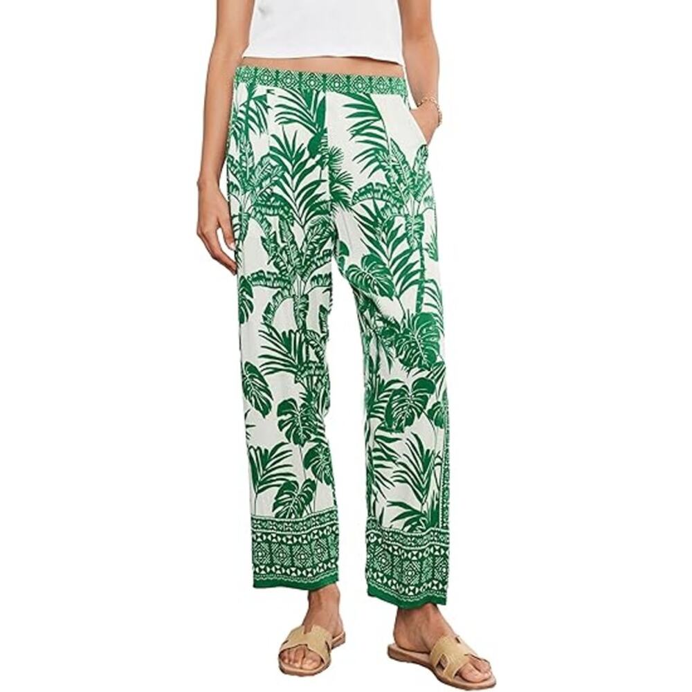 NWT! Velvet by Graham & Spencer Iris Palm Print Pants Women’s Large | Casual - Picture 4 of 9